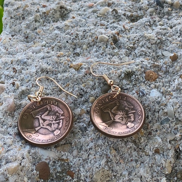 Earrings made of a penny. - Picture 2 of 3